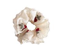Sweet Embroidery Flower Hair Tie Elastic Scrunchie Stretchy Hairband Multiuse Ponytail Holder Wristband For Women Girl Embroidery Hair Scrunchie