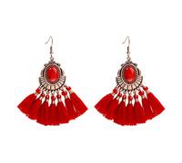 Sweet Exaggerate Red Big Tassel Statement Drop Earring For Women Wedding Brincos-Style 18