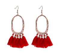 Sweet Exaggerate Red Big Tassel Statement Drop Earring For Women Wedding Brincos-Style 7