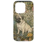 Sweet Fawn Pug in an Old English Garden Case for iPhone 15 Pro