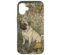 Sweet Fawn Pug in an Old English Garden Case for iPhone 16 Plus