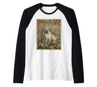 Sweet Fawn Pug in an Old English Garden Raglan Baseball Tee