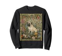 Sweet Fawn Pug in an Old English Garden Sweatshirt
