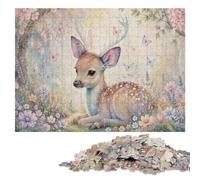 Sweet Fawn with Butterfly Adult Puzzle, Wooden Jigsaw, 500 Pieces | A screen-free tabletop activity: a clear section-by-section approach at home.