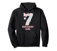 Sweet Floral Number Seven Birthday Girl Pullover Hoodie