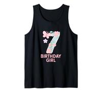 Sweet Floral Number Seven Birthday Girl Tank Top