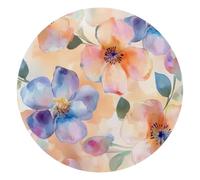 Sweet Flowers Watercolor Pattern Small Round Mouse Pad, Anti-Slip Rubber Computer Mousepad for Office Home Gaming Laptop, 10 x 10 Inch