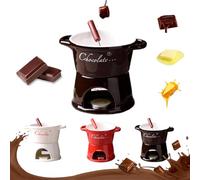 Sweet Fondue Cup, Chocolate Fondue Melt Mug Warmer with Fork, Ceramic Nostalgia Cheese Fondue Pot for Melting Chocolate, Cheese, Caramel Mini Fondue Set for Camping, Office, Family Gathering (Coffee)