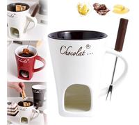 Sweet Fondue Cup, Chocolate Fondue Mug Tealight, Chocolate Melting Cups, Mini Chocolate Fondue Set Without Tealights, Fondue Cups with Forks for Date Night Birthday Wedding Gifts (White)