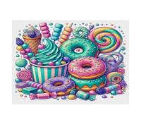 Sweet Food 1000 Pieces Mini Jigsaw Puzzle for Adults | 70x50cm Cardboard Home Decor Smooth Surface Birthday Gift Stress Relief