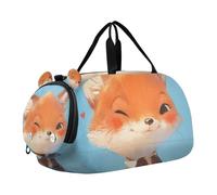 Sweet Fox Cartoon Boy's Gym Duffel Bag with Shoes Compartment Large Capacity Carry On Bag for School Practice, Sports, Travel