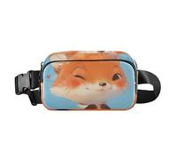 Sweet Fox Cartoon Trendy Crossbody Bag Waist Packs for Women Men Mini Belt Bag Travel Wallet with Adjustable Strap for Travel Shopping Running