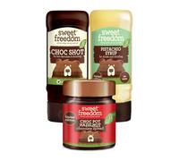 Sweet Freedom 3pm Gremlin Bundle - Refined Sugar Free Choc Pot Hazelnot, Choc Shot and Pistachio Syrup for Desserts and Drinks, Vegan (Pack of 3)