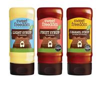 Sweet Freedom Everyday Sweeteners Bundle 350 g - Fruit, Light & Caramel Vegan Syrups Naturally Sweetened with Fruits for Drinks, Baking & Desserts (Pack of 3)