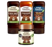 Sweet Freedom Spooner Bundle - Refined Sugar Free Choc Pot, Honeee, Choc Shot Original and Brownie for Desserts and Drinks, Vegan (Pack of 4)