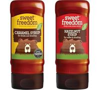 Sweet Freedom Sweet Coffee Essentials Bundle 350 g - Caramel & Hazelnut Vegan Coffee Syrups Naturally Sweetened with Fruits for Drinks, Desserts & Baking (Pack of 2)