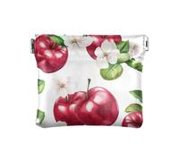 Sweet Fruit Turquoise Women's Small Leather Coin Purse Cute Mini Card Holder Wallet for Women Boys Girls, Apples Fruit White, One Size, Modern