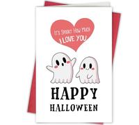 Sweet Ghost Halloween Card for Him Her, Happy Halloween Love Card for Boyfriend Girlfriend Husband Wife, You're My Boo Card, It’s Spooky How Much I Love You