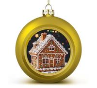 Sweet Gingerbread House Christmas Ornaments Balls Shatterproof Large Xmas Tree Decorations Balls Golden Decorative Hanging Ball for Farmhouse Home Fireplace Decor Holiday Party Favors