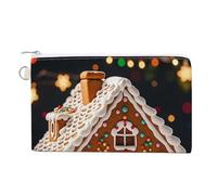Sweet Gingerbread House Coin Purse Canvas Change Pouch with Zipper Small Cosmetic Organizer Bag Women Wallet for Car Keys, Credit Cards, Cash, Lipstick, Sweet gingerbread house, One size