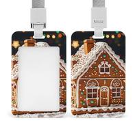 Sweet Gingerbread House Retractable ID Badge Holder with Lanyard Vertical Badge Reel Keychain Clip Name Tag Id Card Holder Protector for Nurse Officer Teacher Security Staff Women Men