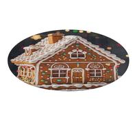 Sweet Gingerbread House Round Area Rug Non Slip Backing Doormat Water Absorbent Plush Throw Low-Pile Non-Slip Floor Mat Carpet for Living Room Bedroom Entryway Nursery Room 80 * 80cm