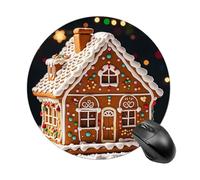 Sweet Gingerbread House Round Mouse Pad Cute Non-Slip Rubber Base Desk Mat Funny Small Mousepad for Office & Gaming, Decorative Computer Accessories for Home Office Desk