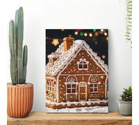 Sweet Gingerbread House Wall Art for Living Room Modern Canvas Framed Prints Paintings Artwork for Walls, Minimalist Abstract Art Pictures for Hallway, Office Wall Decor 12x16inch(30x40cm)