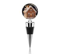 Sweet Gingerbread House Wine Stopper Decorative Wine Bottle Stopper Reusable Bottle Stoppers Vacuum Beverage Stoppers Saver for Bar, Holiday Party Keep Wines Fresh Suitable for Standard Bottles