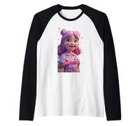 Sweet Girl Holding a Small Heart Funny Unisex Design for tee Raglan Baseball Tee