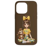 Sweet Girl With Monkey Tropical Teen Chimpanzee Lemur Ape Case for iPhone 14 Pro Max