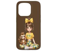 Sweet Girl With Monkey Tropical Teen Chimpanzee Lemur Ape Case for iPhone 15 Pro