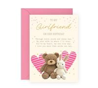 Sweet Girlfriend's Birthday Card - 'Girlfriend Birthday Teddy' - Gifts for Her, Babe, Other Half, Darling - More Than Words Can Say - Comes with Fun Stickers
