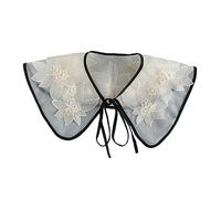 Sweet Girls Embroidered Floral Pattern Decorative Collar Sewing Applique Neckline with Adjustable Rope for Sweater False Collar Lace Trim Crop Top False Apricot for Girls Detachable