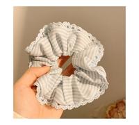 Sweet Girls Large Intestine Hair Bands Hair Ties Striped Embroidery Lace Hair Rope Bands Ponytail Holder(Blue)