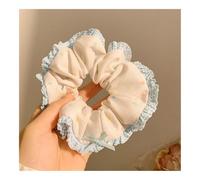 Sweet Girls Large Intestine Hair Bands Hair Ties Striped Embroidery Lace Hair Rope Bands Ponytail Holder(White)