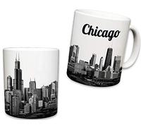 Sweet Gisele | Chicago Mug | Ceramic Coffee Cup Souvenir | Windy City Skyline View | Iconic Sears Tower | White Travel Mugs | Vivid Color Detailing | Great Novelty Gift | 11 Fl. Oz
