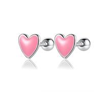 Sweet Glaze Heart Screw Stud Earrings for Women Wedding Fine Jewelry