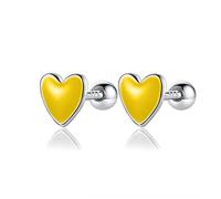 Sweet Glaze Heart Screw Stud Earrings for Women Wedding Fine Jewelry