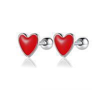Sweet Glaze Heart Screw Stud Earrings for Women Wedding Fine Jewelry