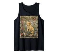 Sweet Golden Retriever Puppy Vintage Floral Tank Top