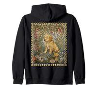 Sweet Golden Retriever Puppy Vintage Floral Zip Hoodie