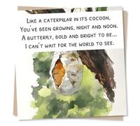 Sweet Good Luck Encouragement Card For Loved One - Caterpillar, Cocoon, Nature - I Can't Wait For The World To See - For Bestie, Friend, Relative, Sister, Brother, Son, Daughter