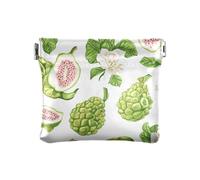 Sweet Green Fruit White PU Leather Change Purse Convenient Mini Purse Wallet for Women