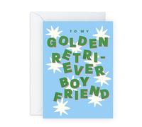 Sweet Greeting Card for Him - To My Golden Retriever Boyfriend Gifts for Fur Dad, Dog Daddy, Pet Lover, Boyfie, Men, Boys, Guys - Cute Anniversary or Birthday Card - Comes with Fun Stickers