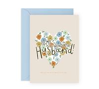 Sweet Greeting Card for Him - 'Wonderful Husband' - Gifts for Spouse, Men, Babe, Darling, Honey - Valentines Day - Comes with Fun Stickers