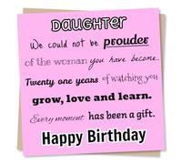 Sweet Happy 21st Birthday Card For Loved One - Simple, Heartfelt - We Could Not Be Prouder - For Daughter