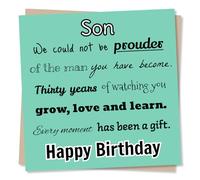 Sweet Happy 30th Birthday Card For Loved One - Simple, Heartfelt - We Could Not Be Prouder - For Son