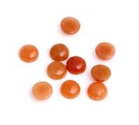 Sweet & Happy Girl's Gemstone Art Beads SHGbeads Red Aventurine Jade Round Cabochon Flat Back Dome for Jewellery Ring Pendant Making 8mm 5 Pcs (No Holes)