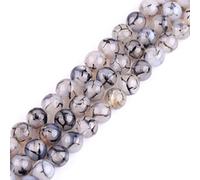 Sweet & Happy Girl's Store 10mm Round Black Crackle Agate Beads Strand 15 Inch Jewellery Making Beads